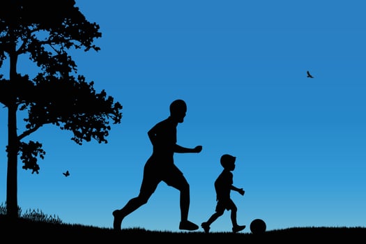 cute father and son silhouette graphic vector