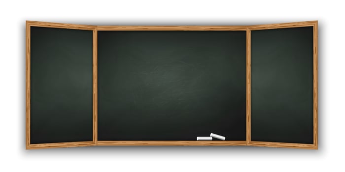 Blackboard with wooden frame vector