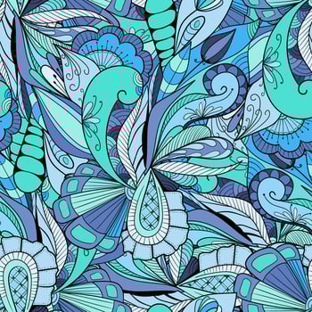 Seamless abstract background with leaves and flowers vector