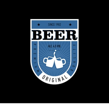 Blue sticker on beer bottle vector