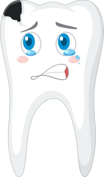 Tooth decay on white background vector