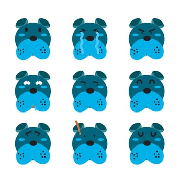character design emoticons, dog face emotions. vector