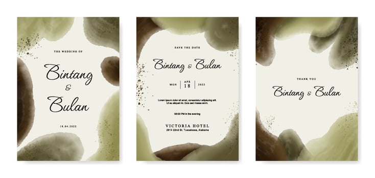 Abstract watercolor wedding invitation template vector