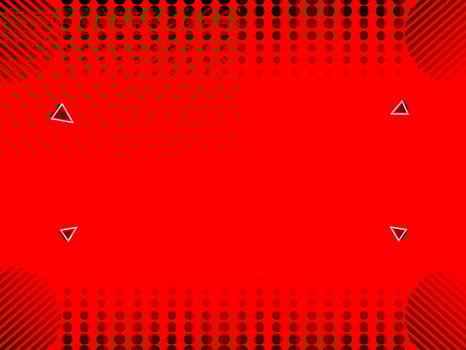 Memphis red background with circle and triangle elements vector