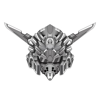 Black and white outline Robot head tattoos background, Perfect for T-Shirt Design, Sticker, Poster, Merchandise and E-sport logo vector