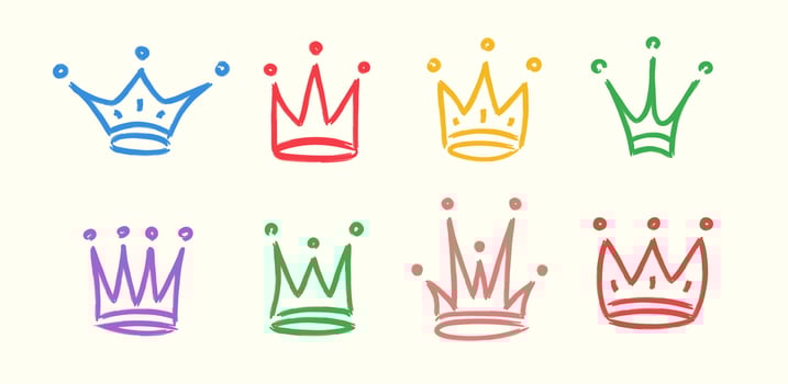 Hand drawn crowns icon set isolated on white background vector