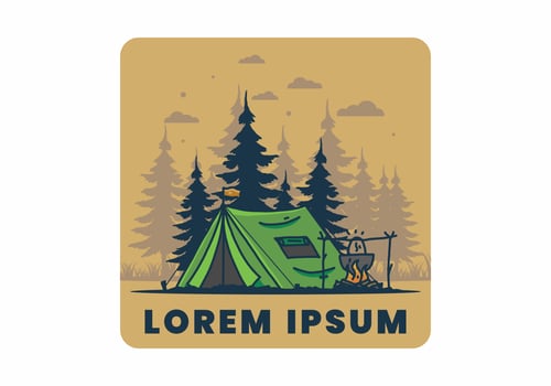 Camping and cooking in nature illustration vector