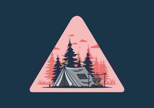 Camping and cooking in nature illustration vector