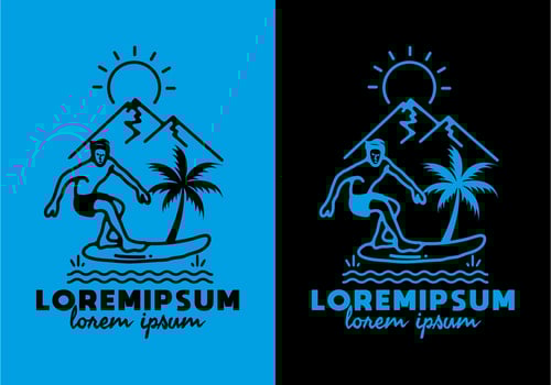 Man surfing line art illustration vector