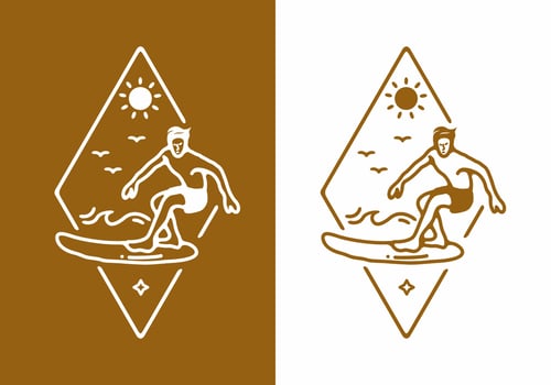 Man surfing line art illustration vector
