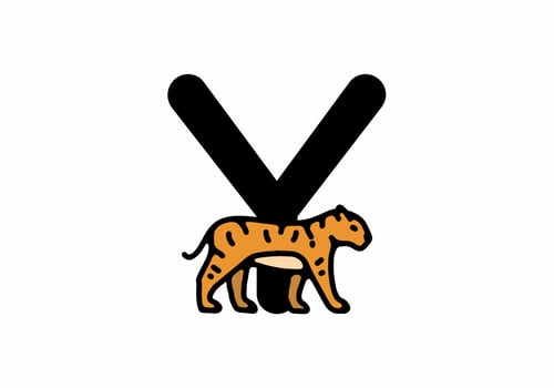 Line art illustration of tiger with Y initial letter vector
