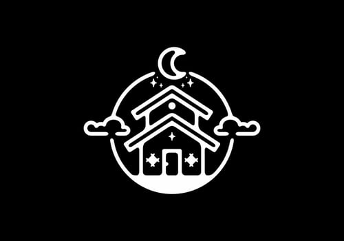 Line art illustration of two floor house vector