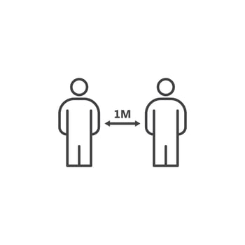 Social distancing sign. Vector icon template