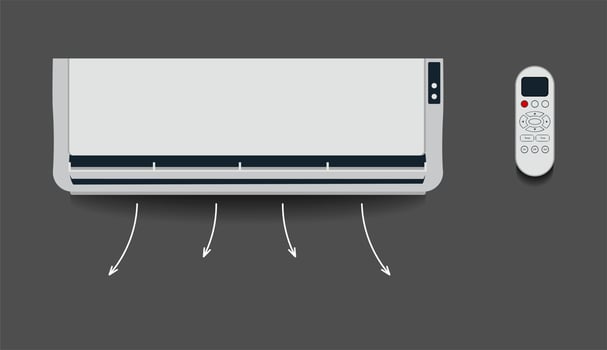 White air conditioner isolated Heating ventilation and air conditioning Vector illustration in flat style
