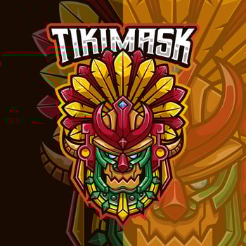 Tiki Mask and Tribal Mask Mascot Logo Template vector