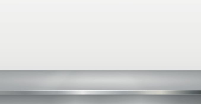 Metal kitchen countertop, iron texture, large table on a white background - Vector