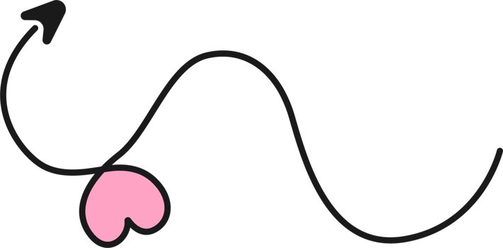 Hand drawn arrow line with heart png