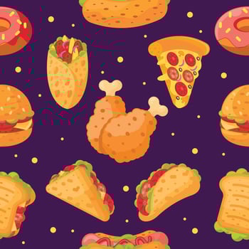 Junk Food Seamless Background vector