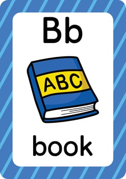 Book vector isolated on white background letter B flashcard Book cartoon