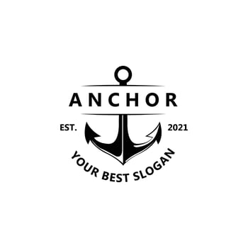 ship anchor logo icon vector, port, retro design illustration vector