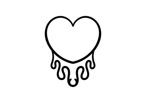 hand drawn illustration of a melting heart vector