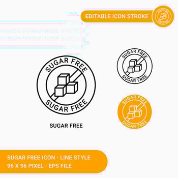 Sugar free icons set vector illustration with icon line style. Editable stroke icon on isolated white background for web design, user interface, and mobile application