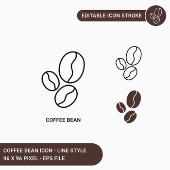 Coffee beans icons set vector illustration with icon line style. Editable stroke icon on isolated white background for web design, user interface, and mobile application
