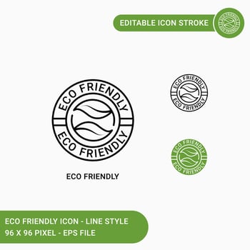 Eco icons set vector illustration with icon line style. Eco friendly packaging concept. Editable stroke icon on isolated white background for web design, user interface, and mobile application
