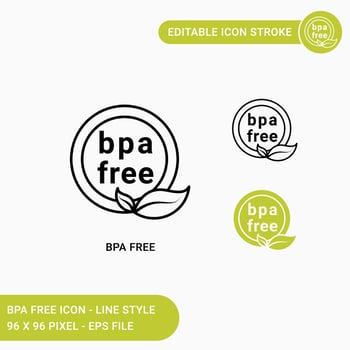 Bpa free icons set vector illustration with icon line style. Bpa non toxic plastic concept. Editable stroke icon on isolated white background for web design, user interface, and mobile application