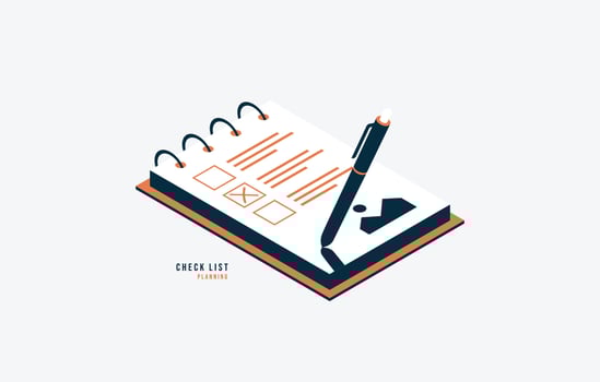 Check list paper with pencil on clipboard isometric design. Completed to do list concept, Successful completion of business tasks vector illustration