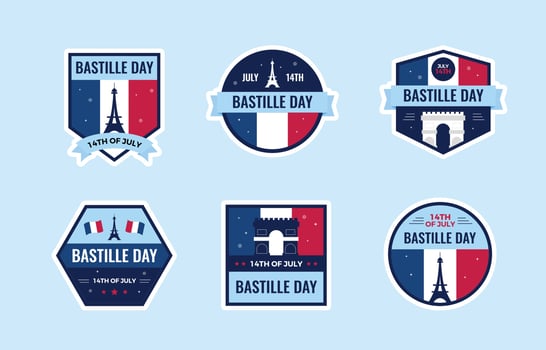 Bastille Day Sticker Collection vector
