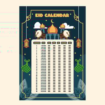 Eid Calendar Template vector