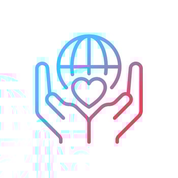 Charitable organization gradient linear vector icon. Philanthropic group. International crowdfunding. Thin line color symbol. Modern style pictogram. Vector isolated outline drawing