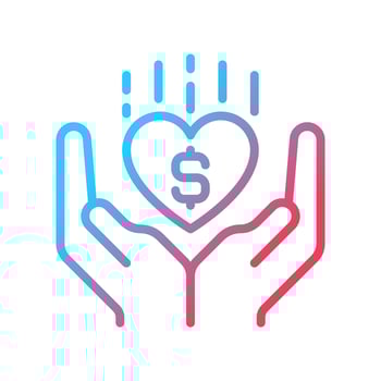 Philanthropy gradient linear vector icon. Philanthropic organization. Improve human welfare. Charitable donation. Thin line color symbol. Modern style pictogram. Vector isolated outline drawing