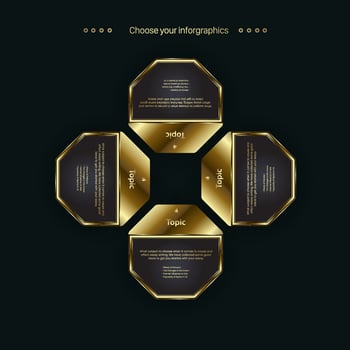 a modern shapes of golden polygon button design on dark background, the premium option and chart for lworkflow template, vector and illustration
