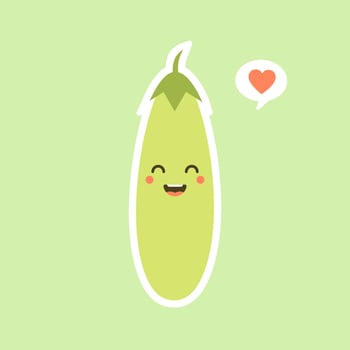 Cute and kawaii eggplant character. Vector illustration of eggplant. isolated object on a color background. Vegetarianism, vegan, mascot, healthy food, organic vegetables . For restaurant, culinary