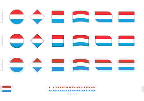 Luxembourg flag set, simple flags of Luxembourg with three different effects. vector