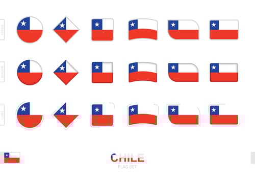 Chile flag set, simple flags of Chile with three different effects. vector