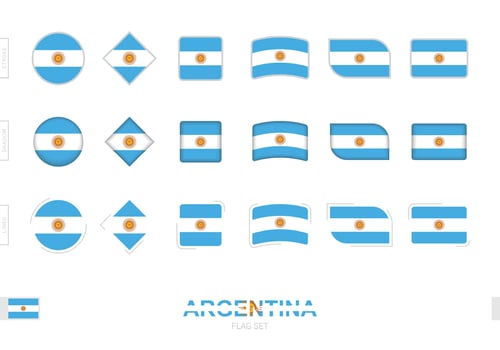Argentina flag set, simple flags of Argentina with three different effects. vector