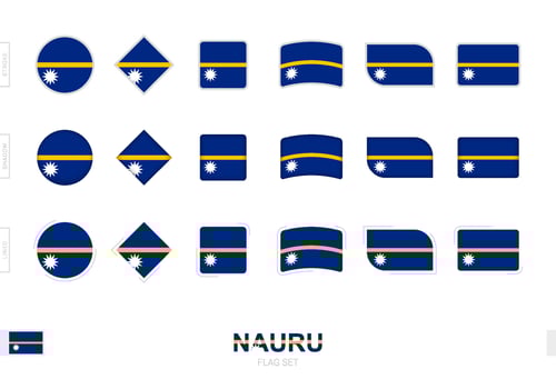 Nauru flag set, simple flags of Nauru with three different effects. vector