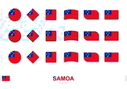 Samoa flag set, simple flags of Samoa with three different effects. vector