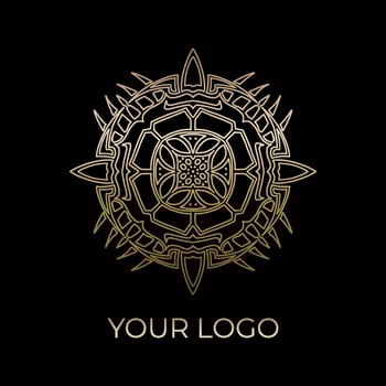 Vector abstract modern logo design template in trendy linear style in golden colors - luxury and jewelry concept for exclusive services and products, beauty and spa industry