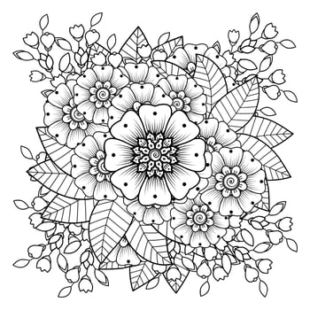 Flowers in black and white. Doodle art for coloring book vector