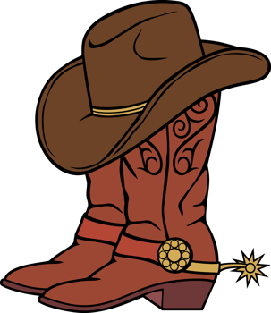 Cowboy boots and hat png illustration