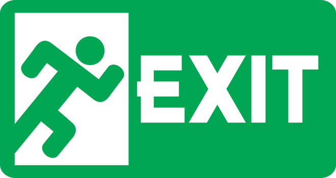 Green exit emergency sign with human figure png