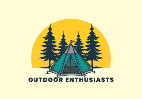 Cone tent and pine trees illustration vector