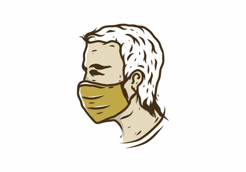 man wearing medical mask illustration drawing vector