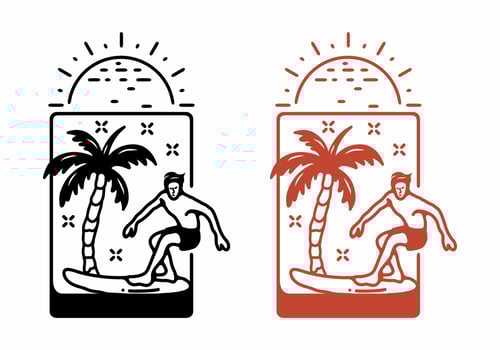 Man surfing line art illustration vector