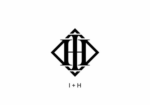 Monogram black color of IH or HI initial letter vector