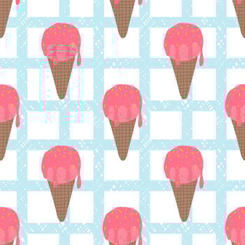 Seamless wallpaper with ice cream. Decorate the pattern of pillows, curtains, bottles, bedding, blankets, walls, wrapping paper or fabric patterns. vector